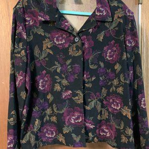 Briggs New York Purple and Black Floral Jacket size XL